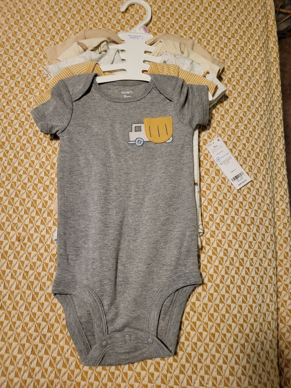 Carter's 5 Pack Babysuits Including One Gray Truck Short-Sleeve Bodysuit